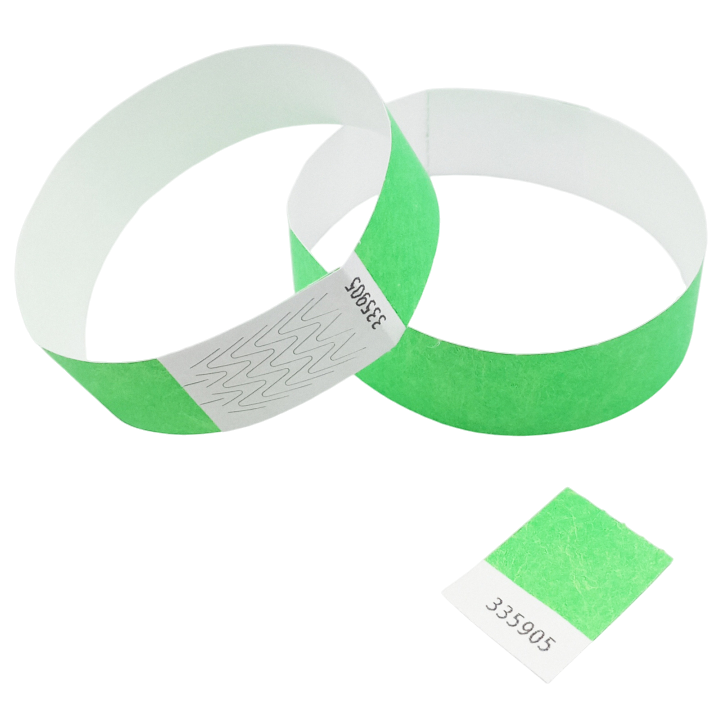 Pulsera Tyvek® de papel verde neón sin marcar