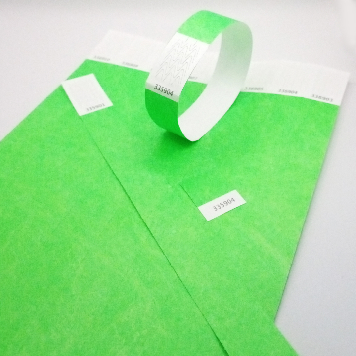 Pulsera Tyvek® de papel verde neón sin marcar