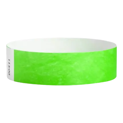 Pulsera Tyvek® de papel verde neón sin marcar