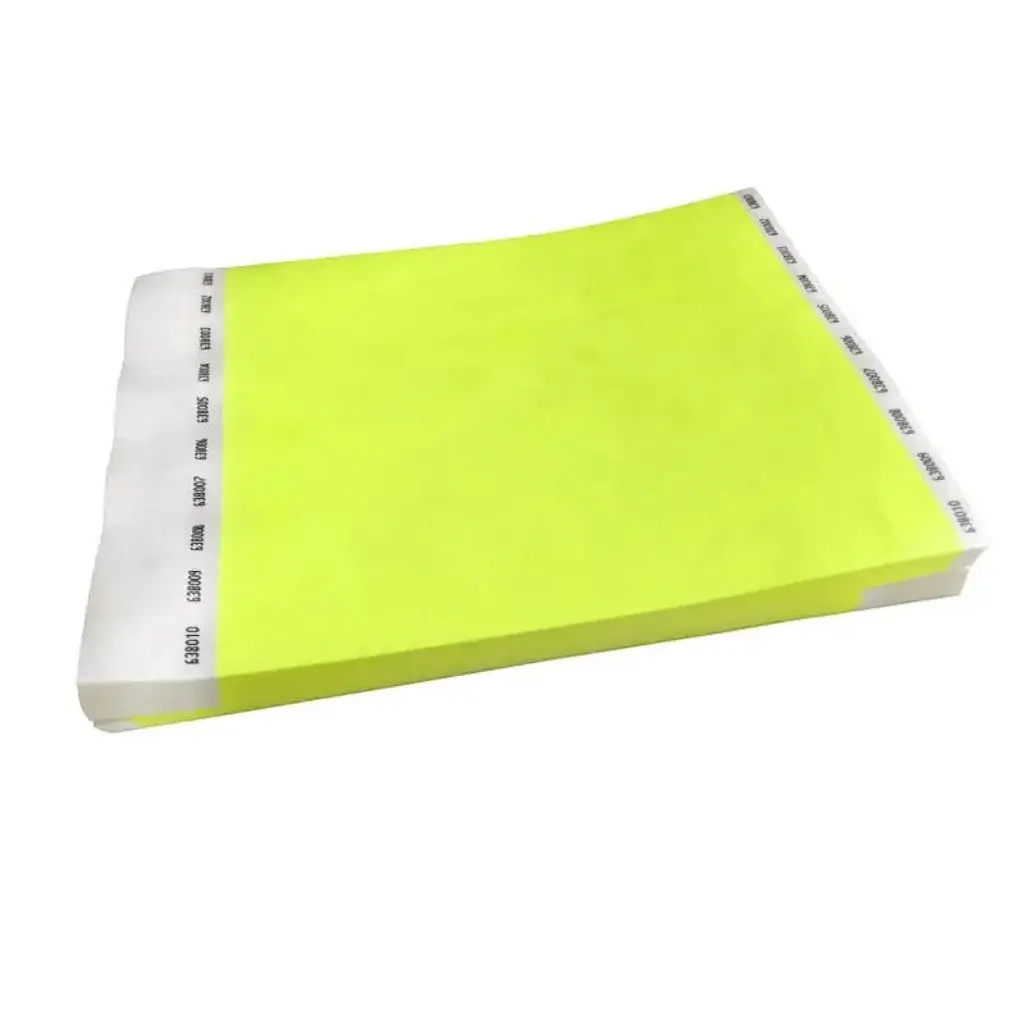 Pulsera Tyvek® de papel amarillo neón sin marcar