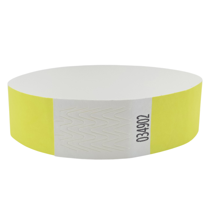 Pulsera Tyvek® de papel amarillo neón sin marcar