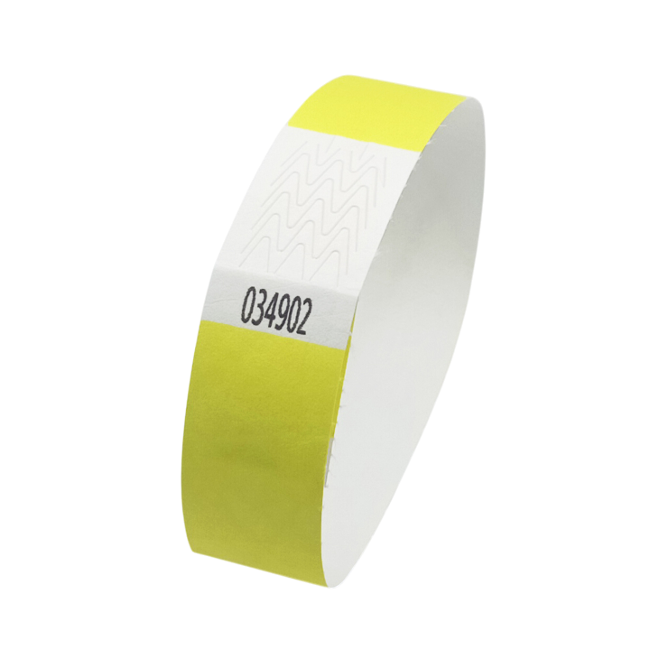 Pulsera Tyvek® de papel amarillo neón sin marcar