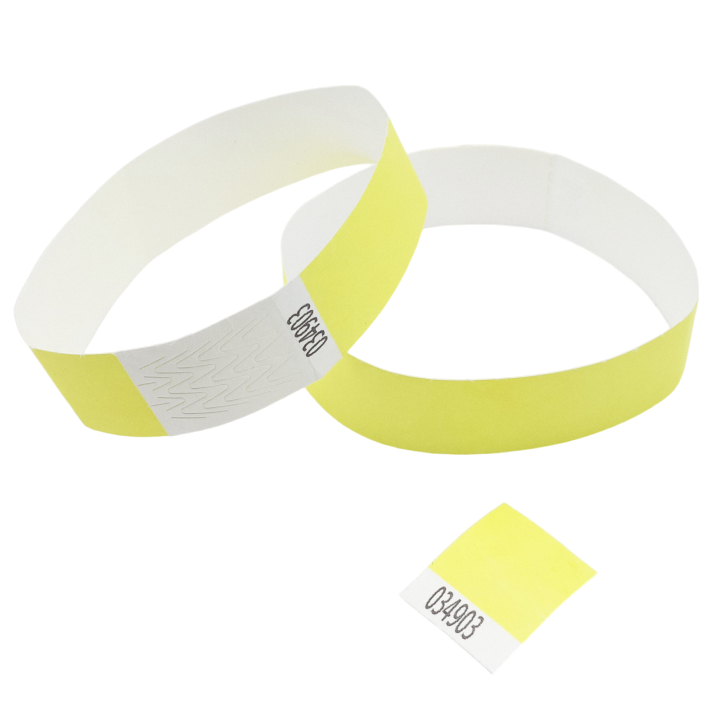 Pulsera Tyvek® de papel amarillo neón sin marcar
