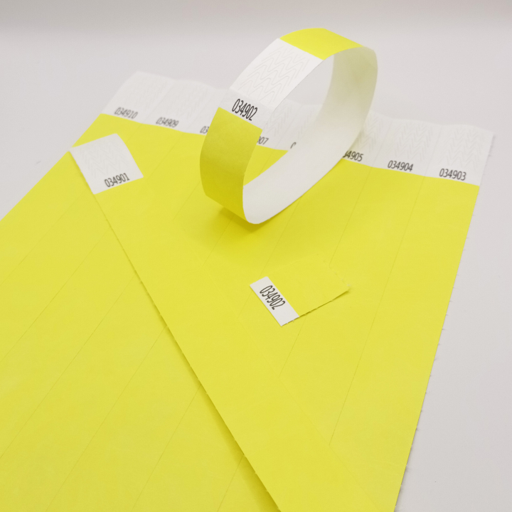 Pulsera Tyvek® de papel amarillo neón sin marcar