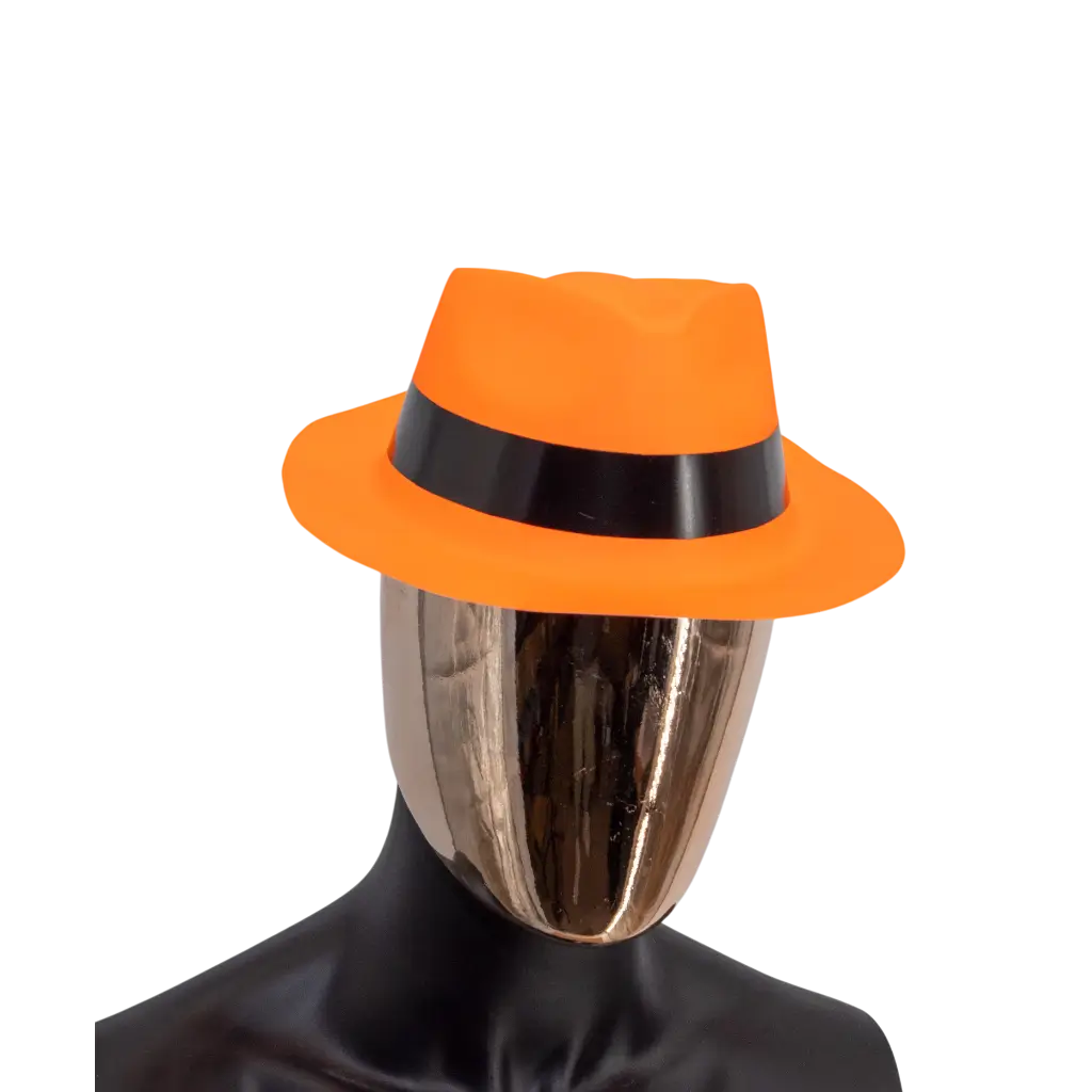 Sombrero Tribly estilo mafioso naranja neón