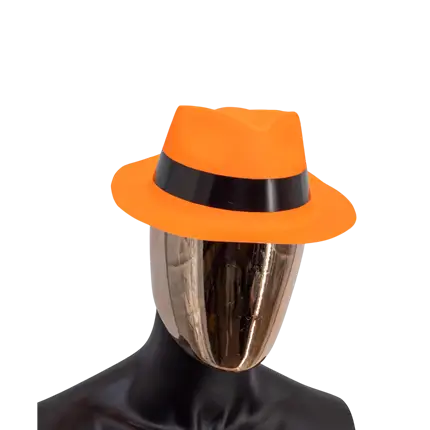 Sombrero Tribly estilo mafioso naranja neón