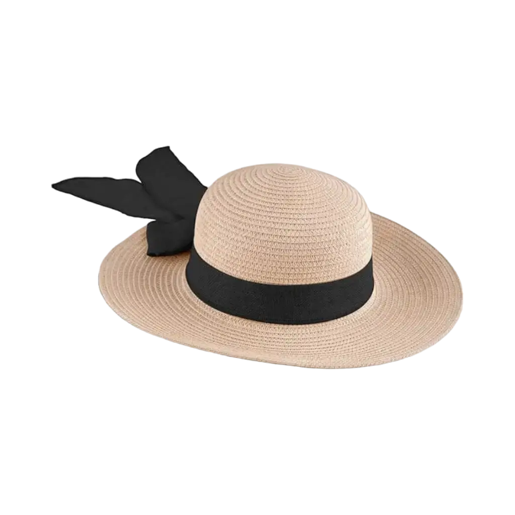 Sombrero de paja para mujer con diadema negra