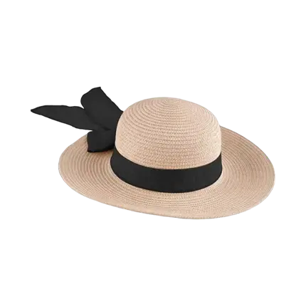 Sombrero de paja para mujer con diadema negra