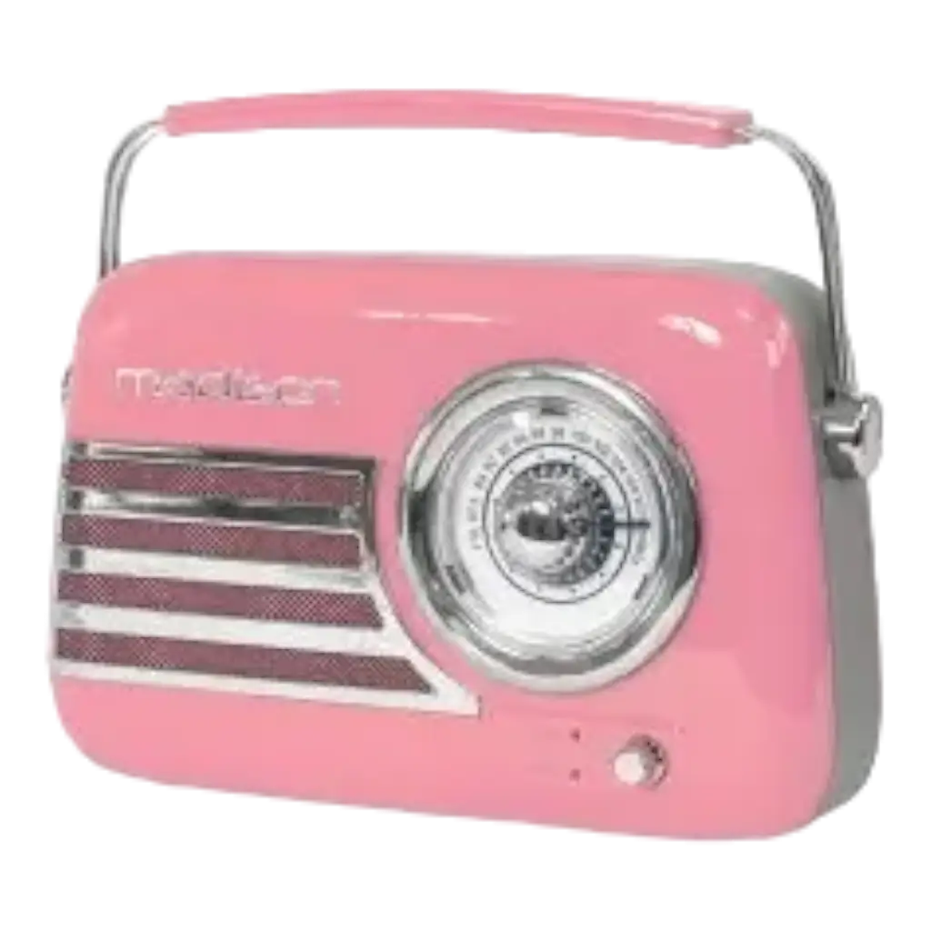 Radio Independiente Vintage con Bluetooth USB y FM 30W Rosa