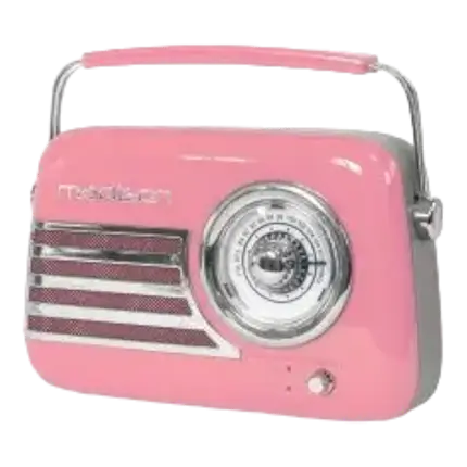 Radio Independiente Vintage con Bluetooth USB y FM 30W Rosa
