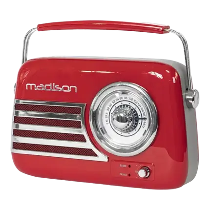Radio Independiente Vintage con Bluetooth USB y FM 30W Rojo