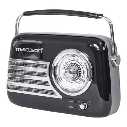 Vintage Radio Independiente con Bluetooth USB y FM 30W Negro