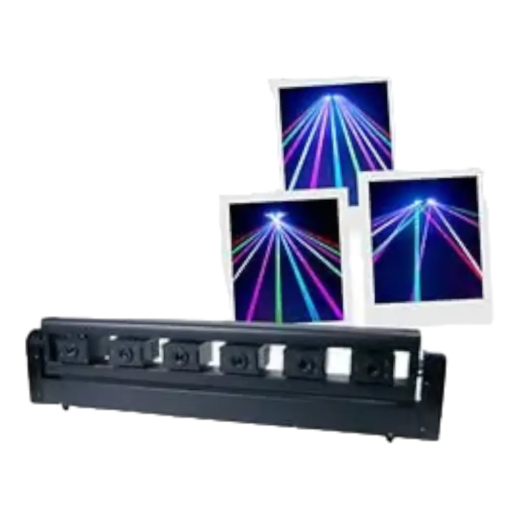 Barra con 6 láseres motorizados Evolite RGB