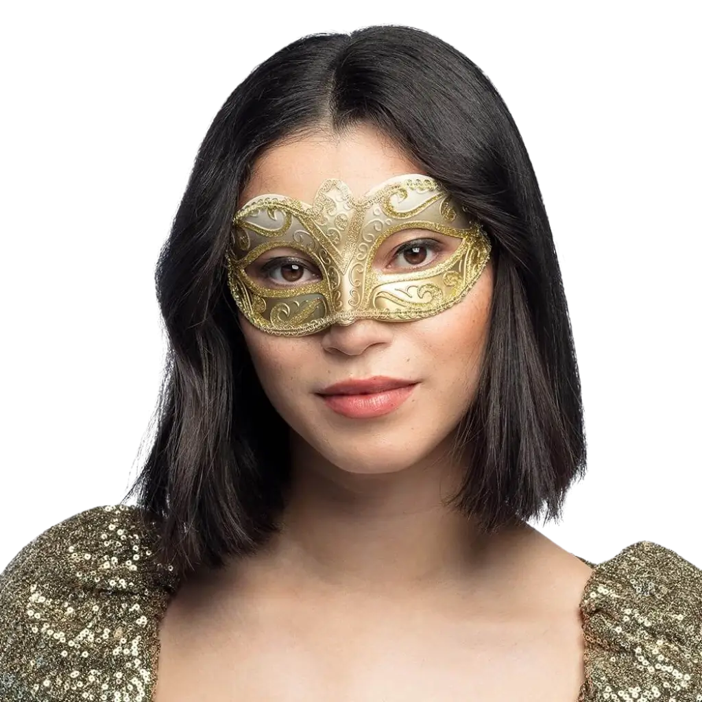 Máscara veneciana dorada con motivos