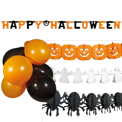 Set de decoración para fiestas de Halloween con guirnaldas y globos