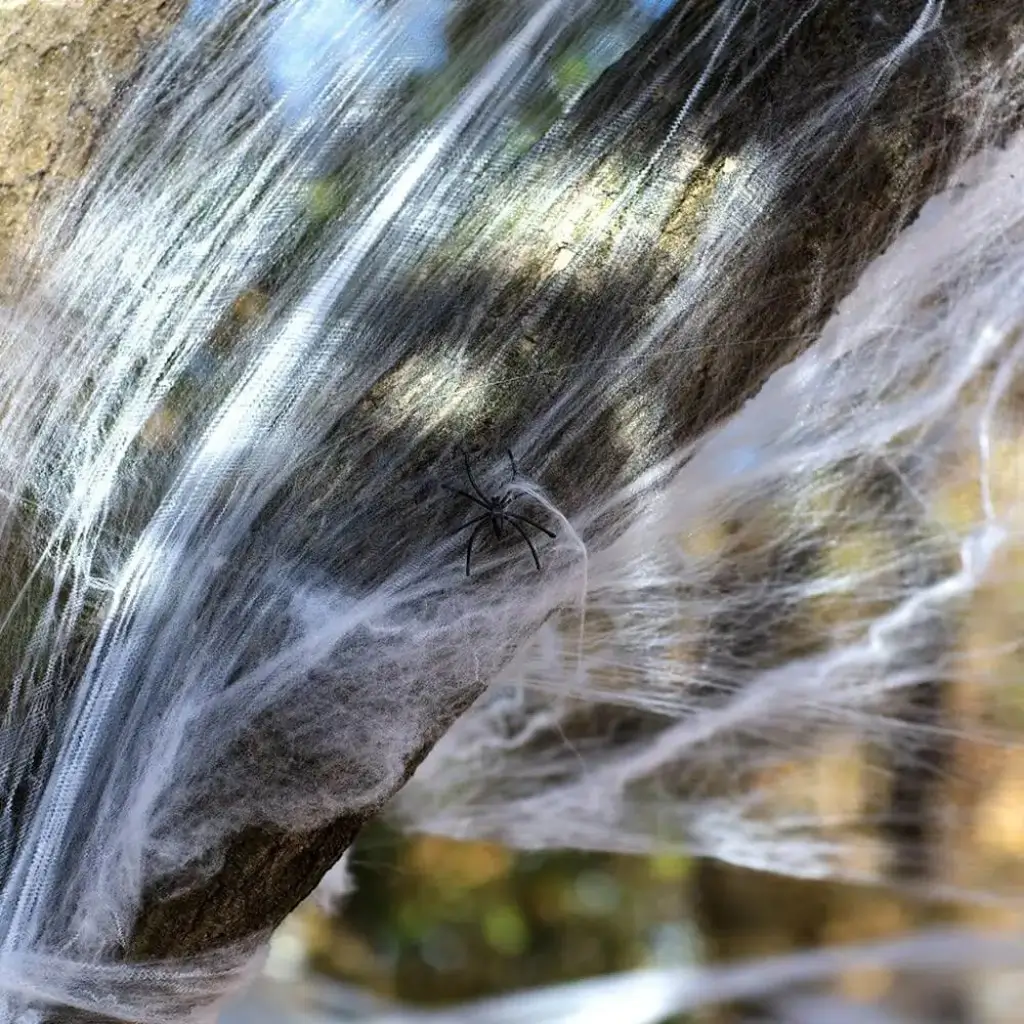 Tela de araña blanca con arañas Decoración de Halloween