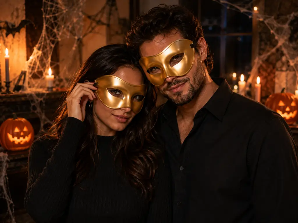 Máscara de lobo veneciano - Oro