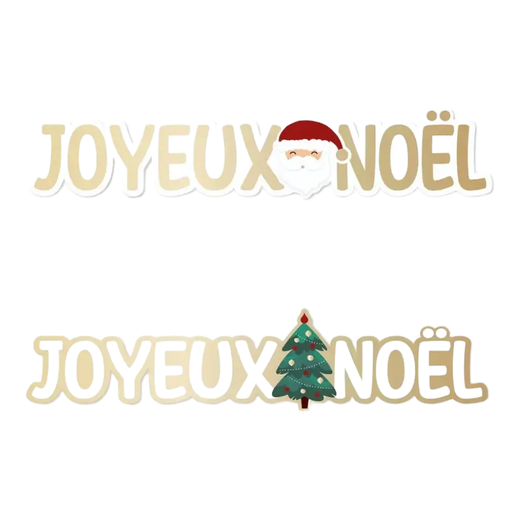 Dúo de adornos de mesa navideños "Joyeux Noël" - Lote de 20