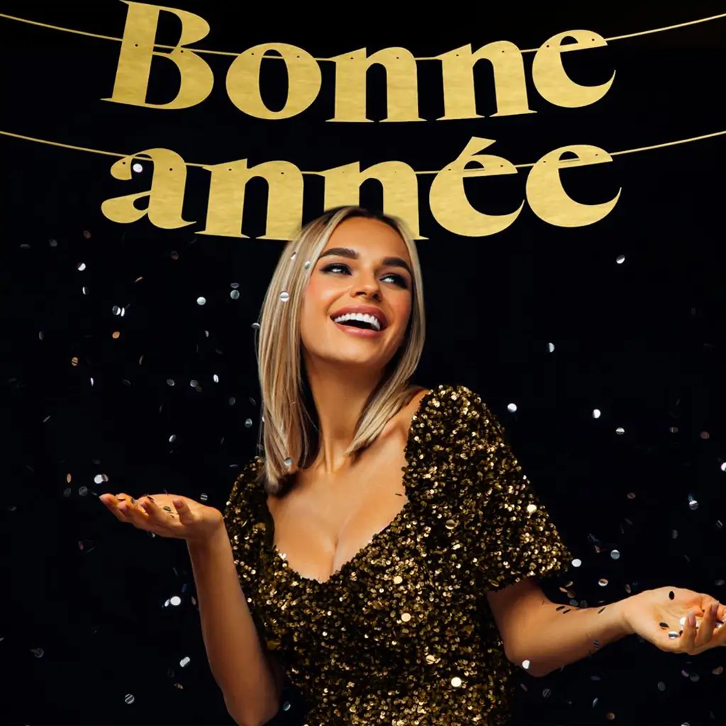 Guirnalda de letras negras y doradas "Feliz Año Nuevo" 3 metros