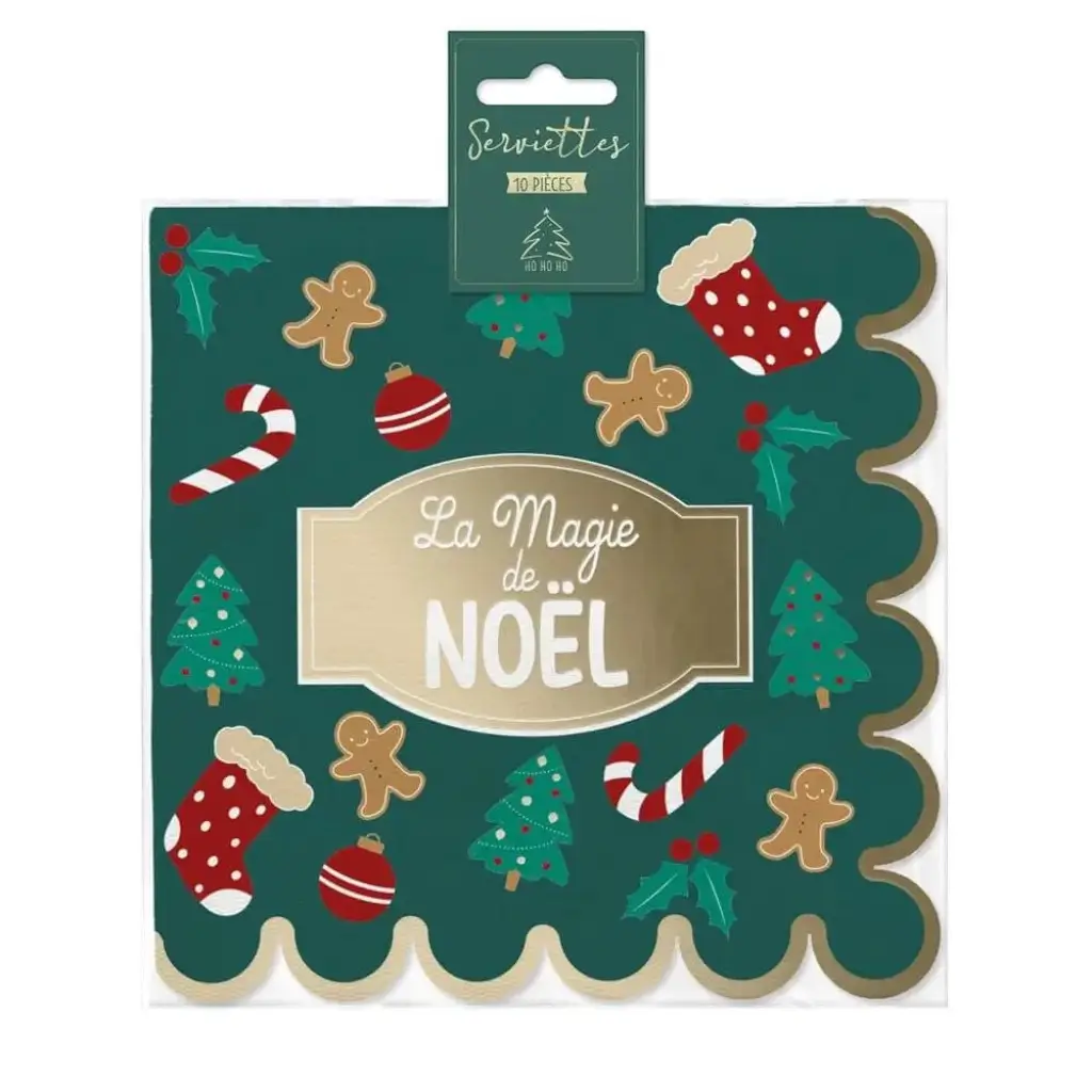 Servilletas "Magia de la Navidad" Motivo Verde - Lote de 10