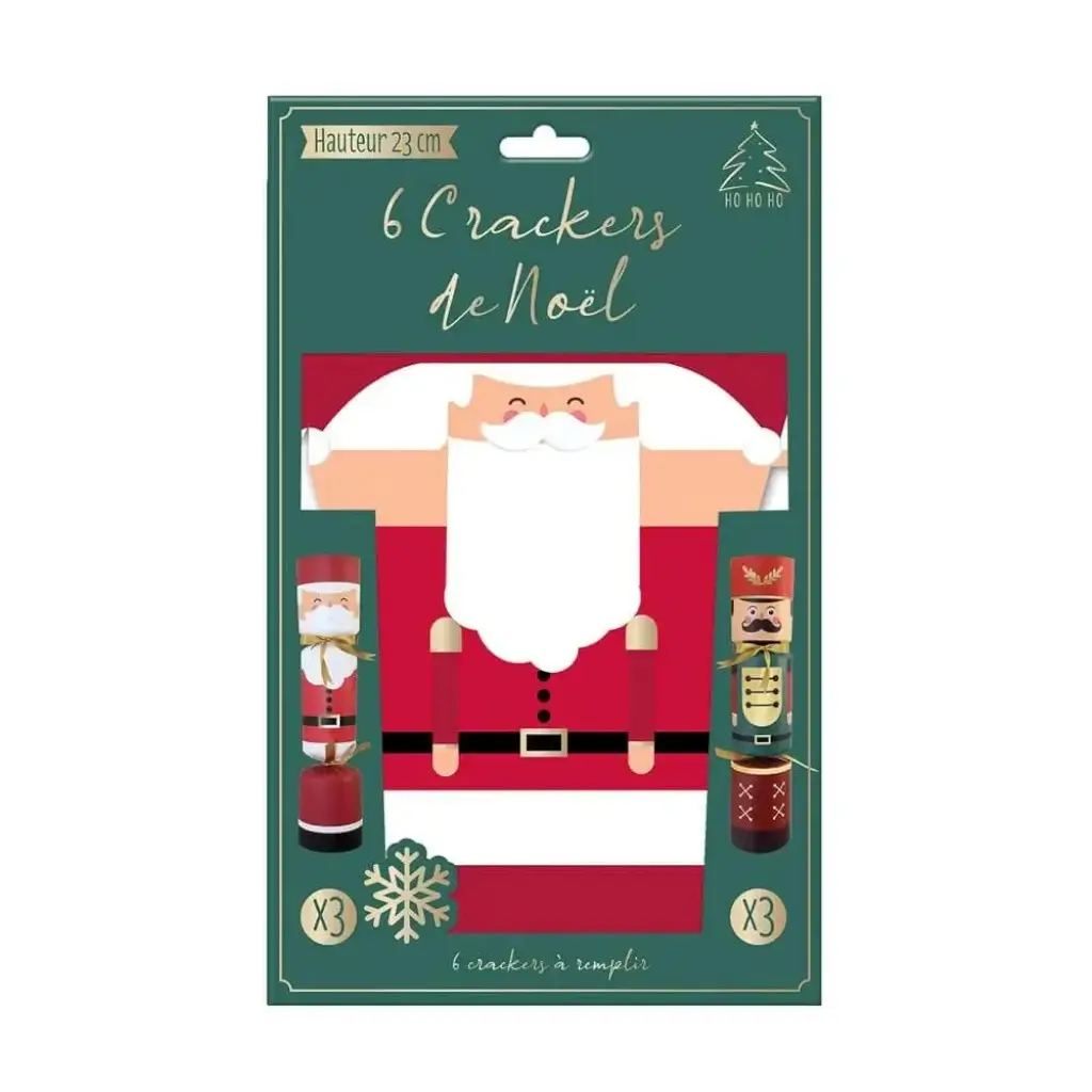 Crackers de Navidad Papá Noel y el Cascanueces - Lote de 6