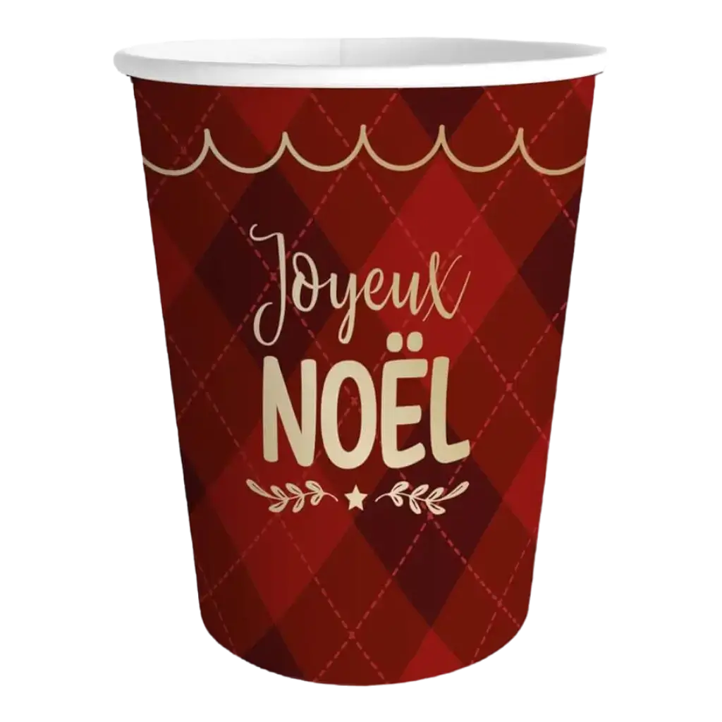 Vaso rojo "Feliz Navidad" - Lote de 6