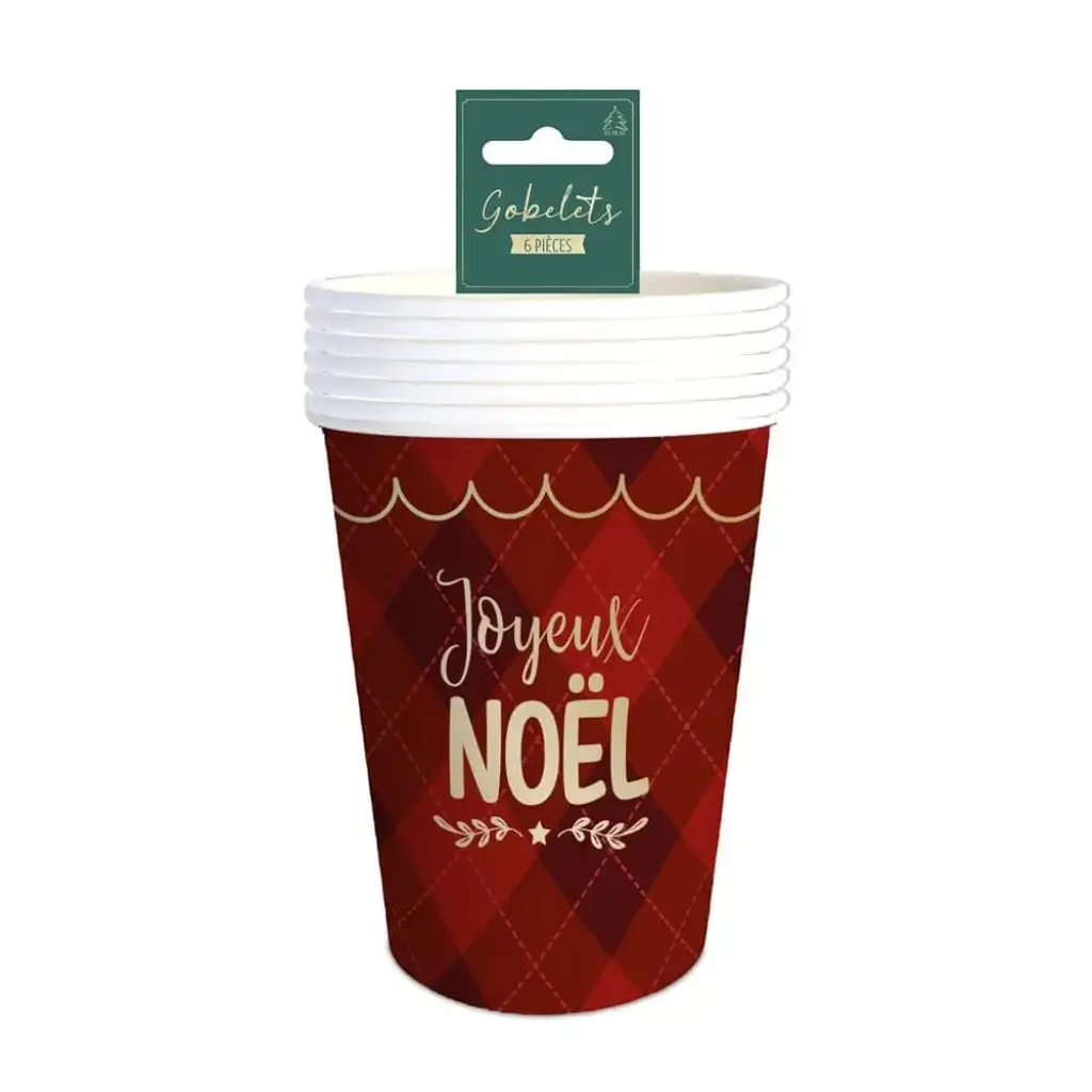 Vaso rojo "Feliz Navidad" - Lote de 6