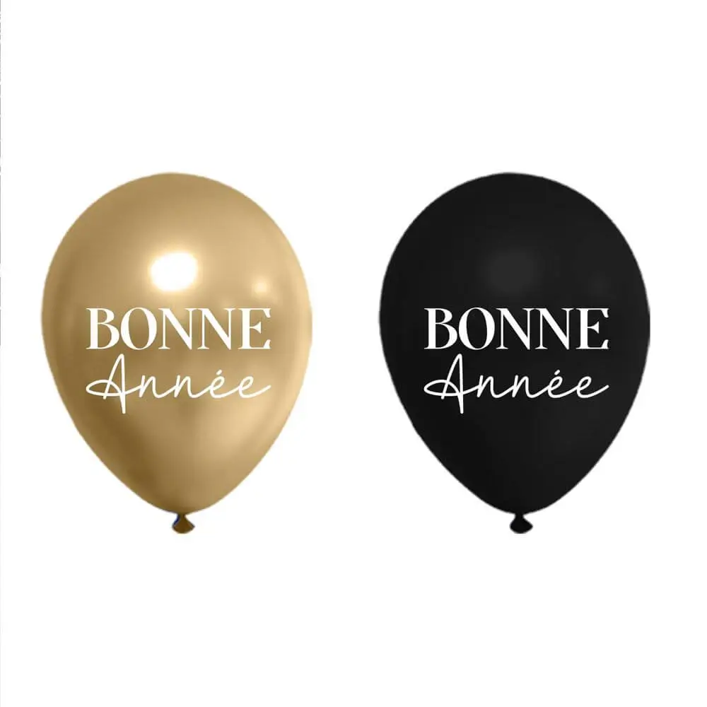 Copia de "Feliz Año Nuevo" Globos Negro / Oro 30cm - Set de 8