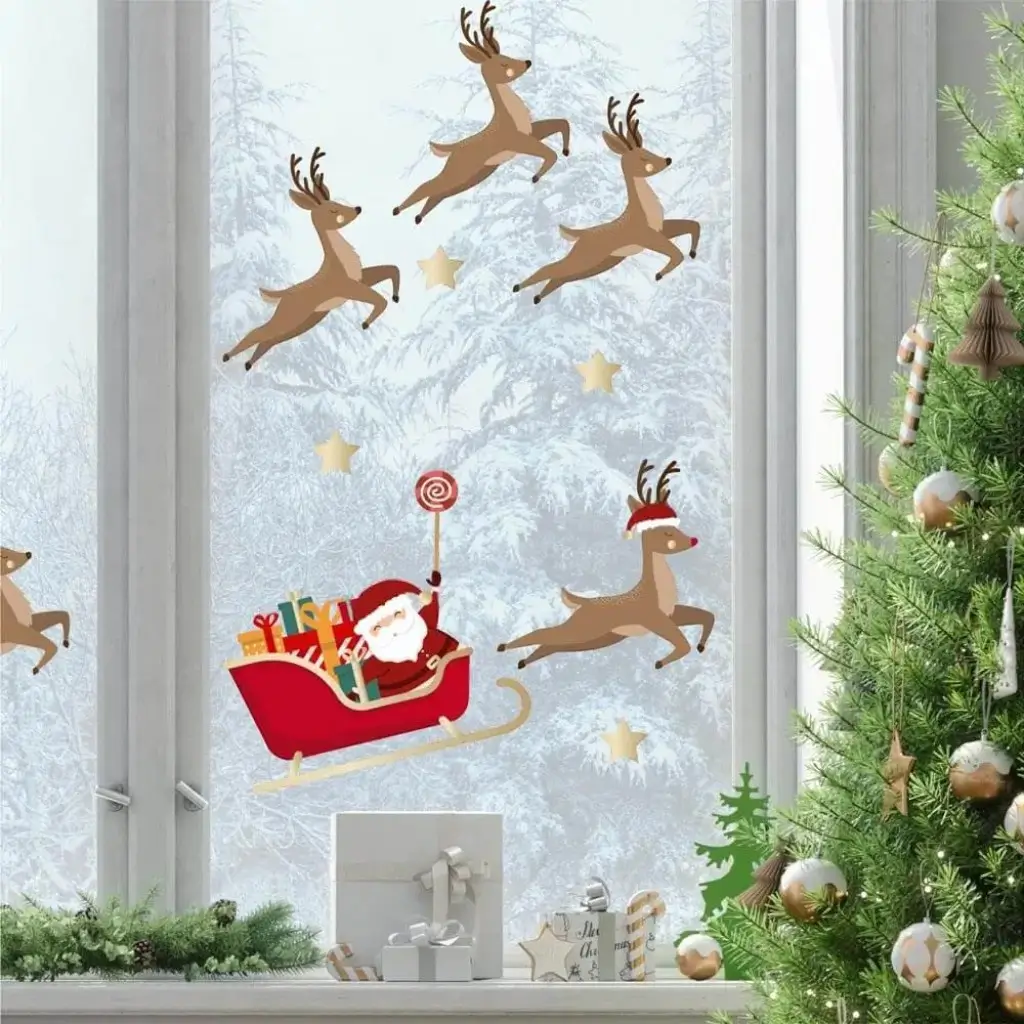 Christmas Window Stickers Christmas Sleigh Theme