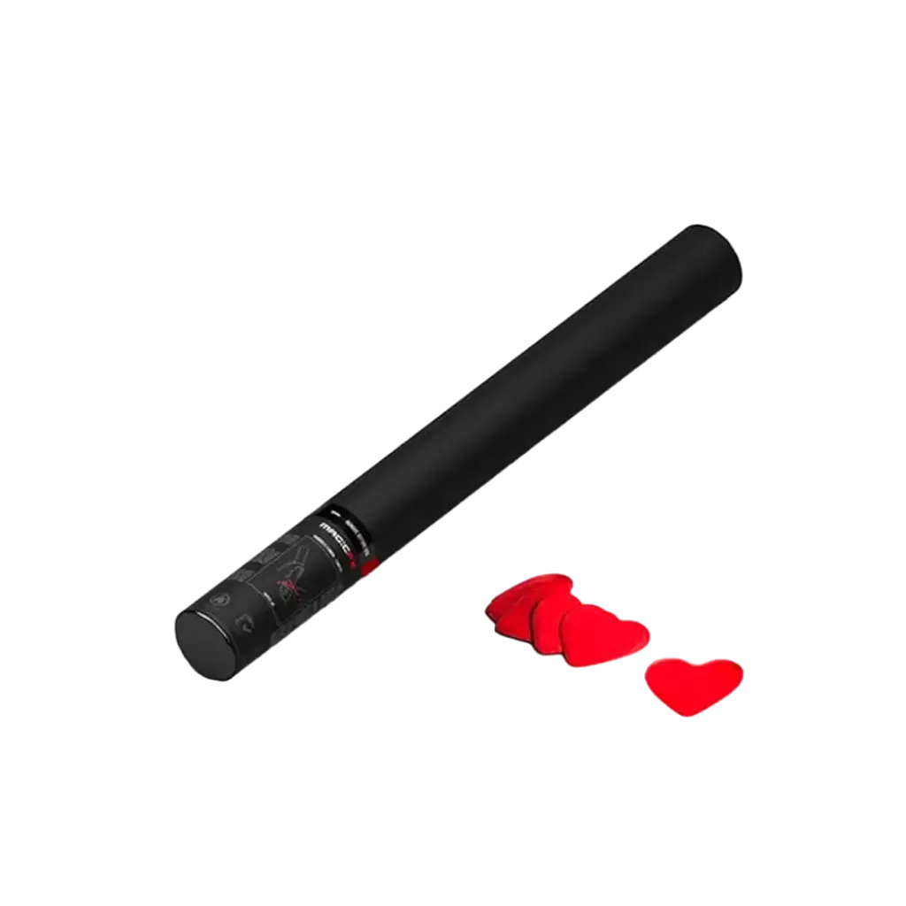 Pistola de confeti manual corazones rojos Magic FX de 50 cm