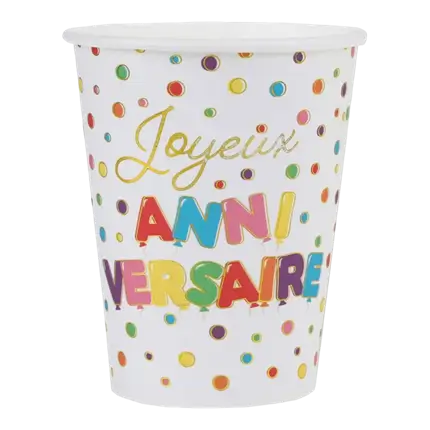 Vaso con Globo de Cumpleaños - Set de 10