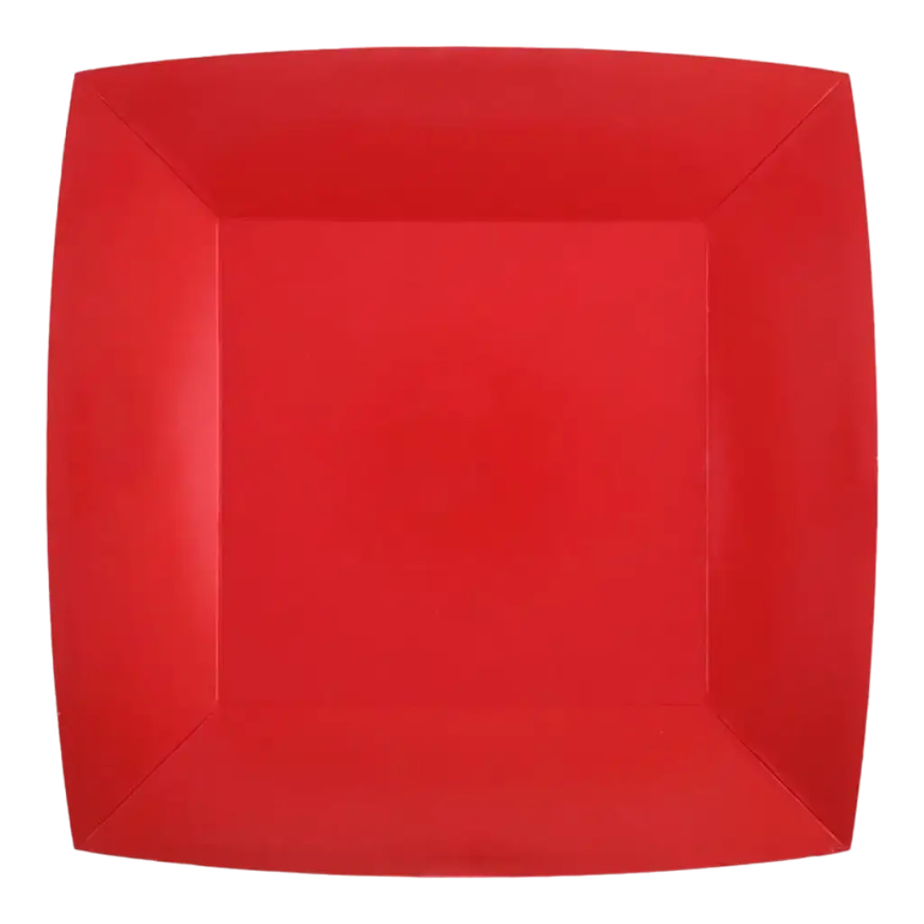 Plato pequeño cuadrado rojo 18cm - Lote de 10