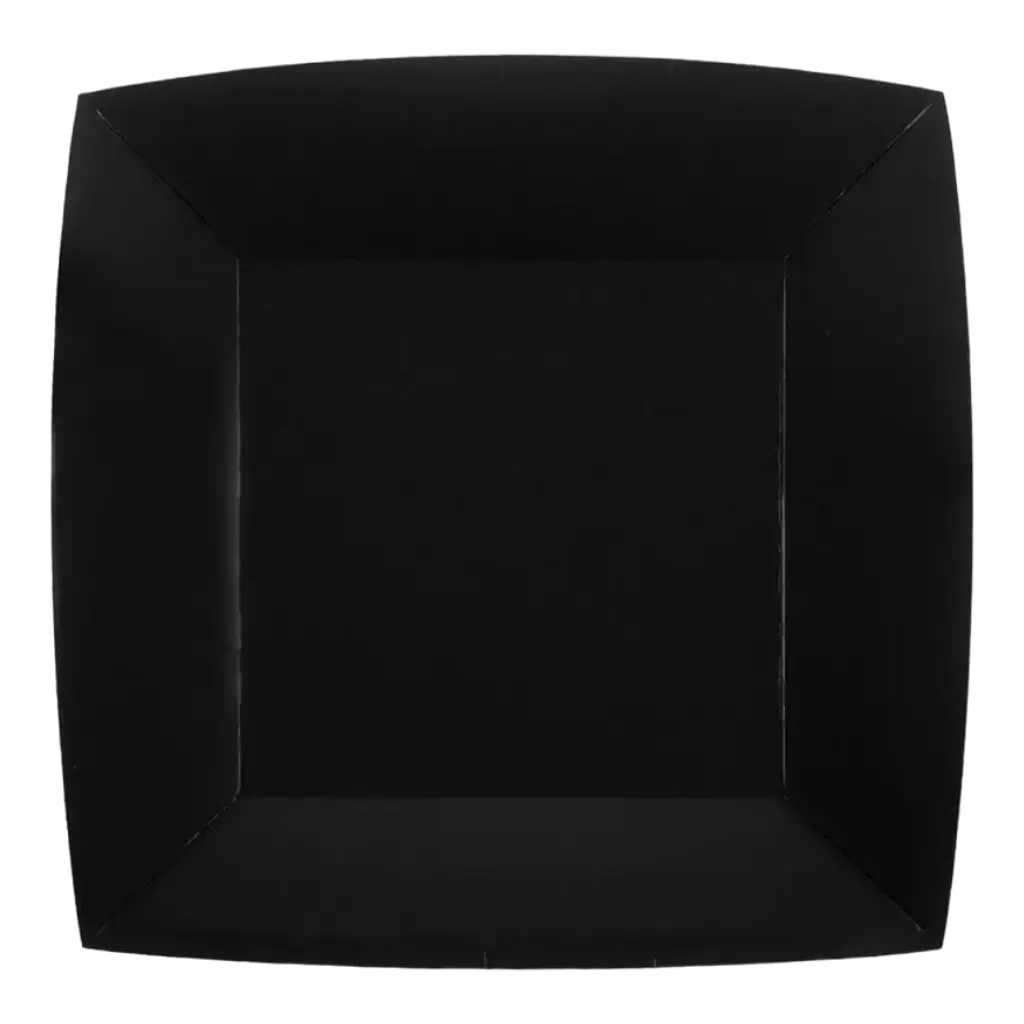 Plato Negro Cuadrado Pequeño 18cm - Set de 10