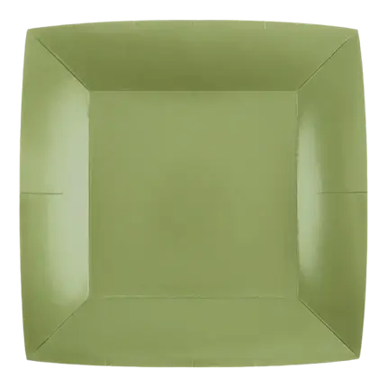 Plato Cuadrado Pequeño Verde Oliva 18cm - Set de 10