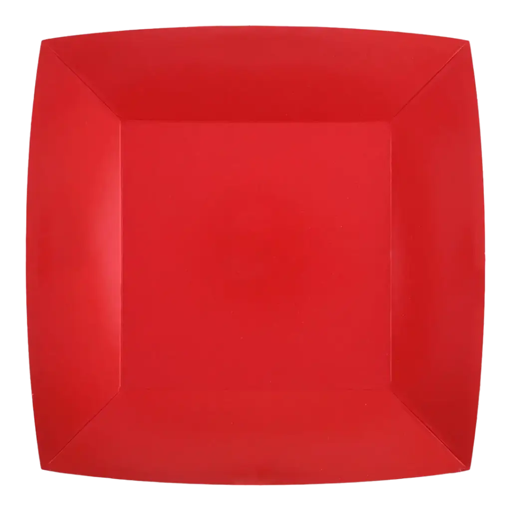 Plato Rojo Cuadrado Grande 23cm - Lote de 10