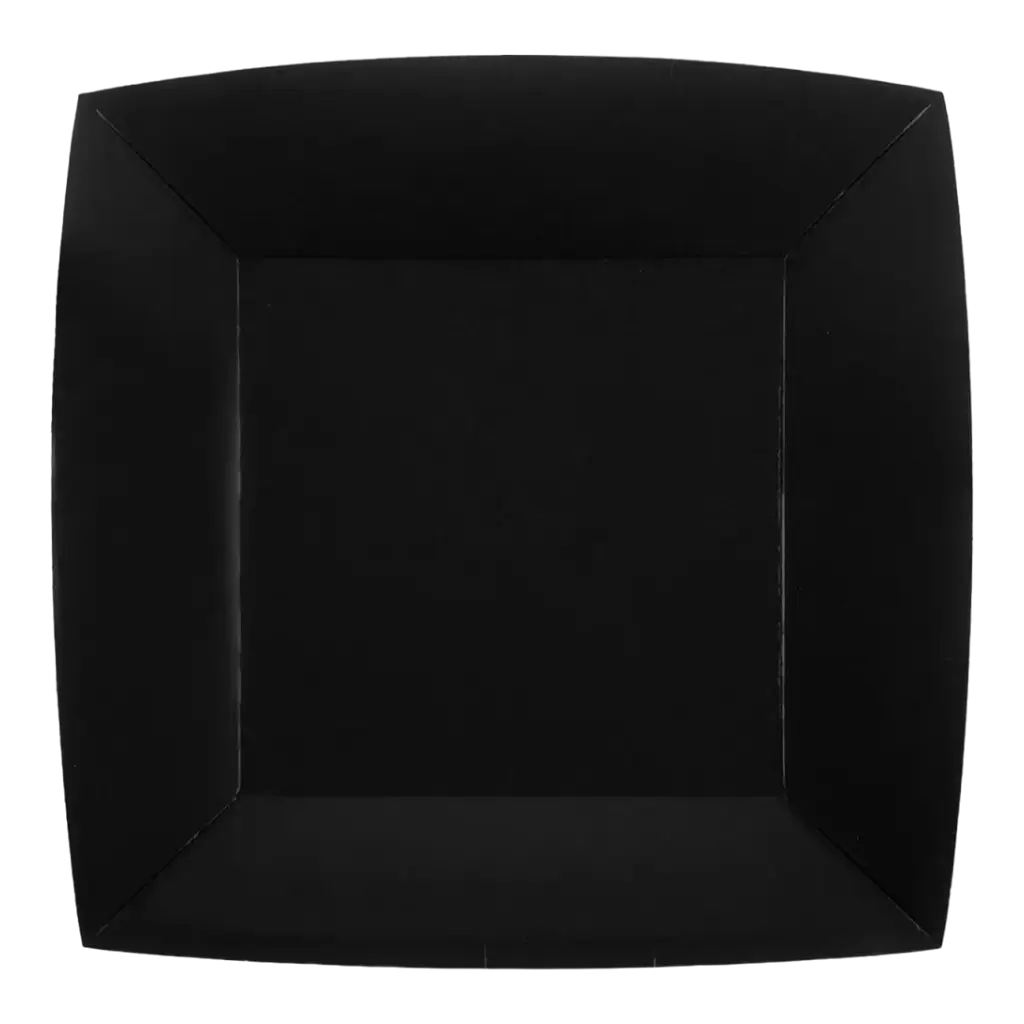 Plato Grande Cuadrado Negro 23cm - Set de 10