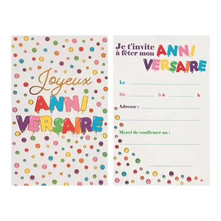 Tarjeta de invitación de cumpleaños con motivo de globos - paquete de 6