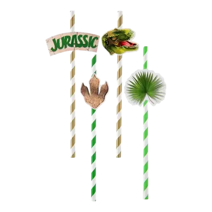 Pajita de dinosaurio T Rex - Set de 8