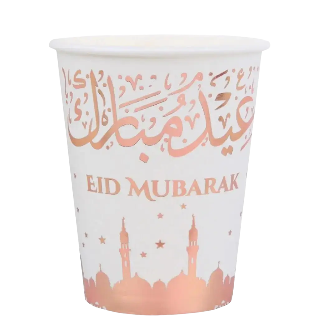 Copa Eid Mubarak Rosa y Blanca 27cl - Set de 10