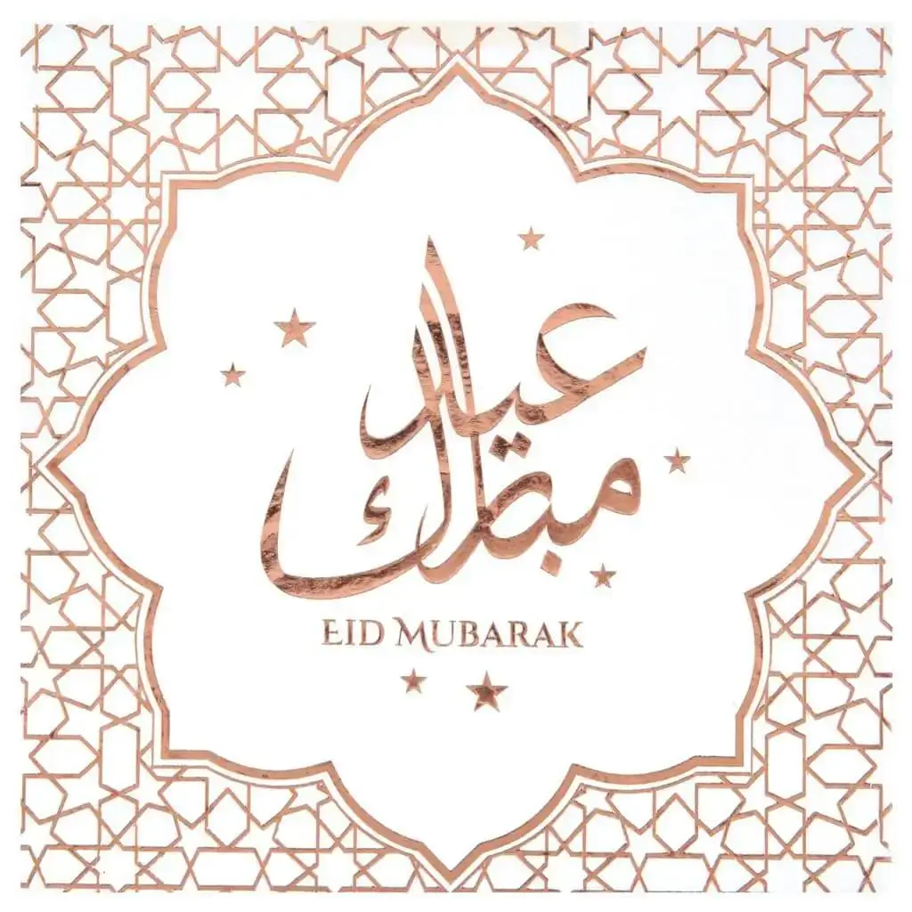 Toalla rosa y blanca Eid Mubarak - Lote de 20