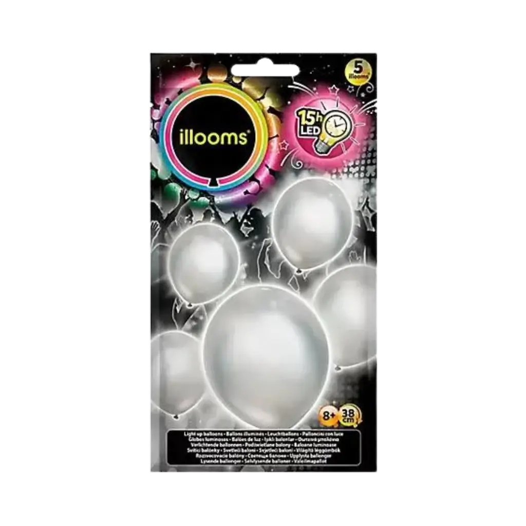 Illooms® Globos LED de látex - Plata