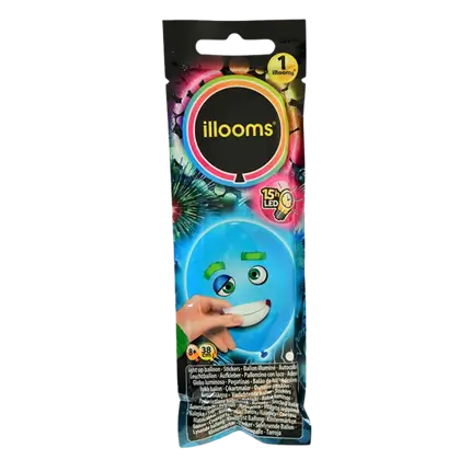 illooms® Kit de creación de globos LED Caras divertidas - Azul