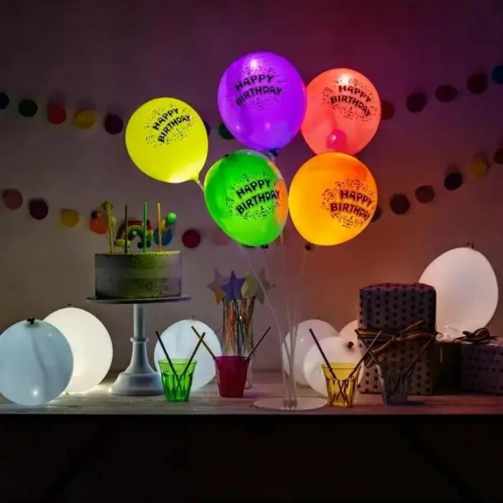 Illooms® Globos LED de látex - "Happy Birthday"