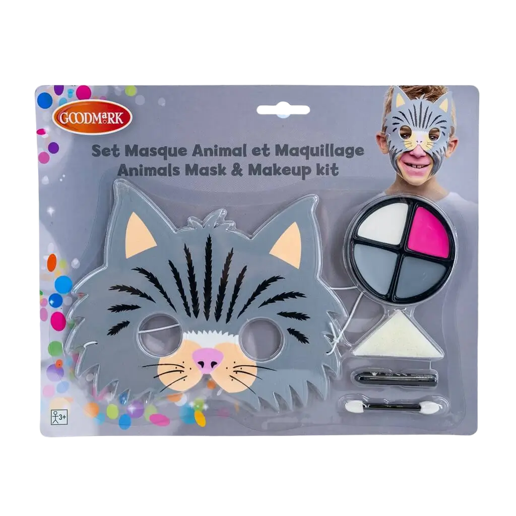 Kit de maquillaje con máscara infantil, tema "Gato
