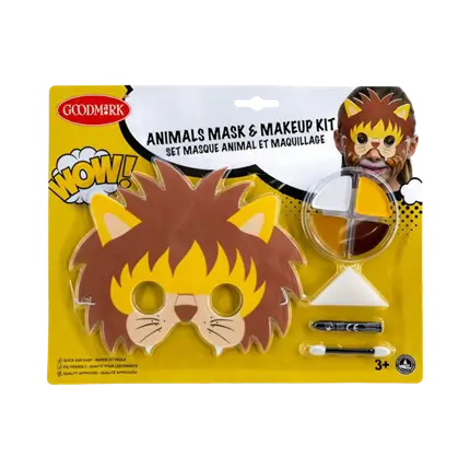 Kit de maquillaje con máscara infantil, tema León