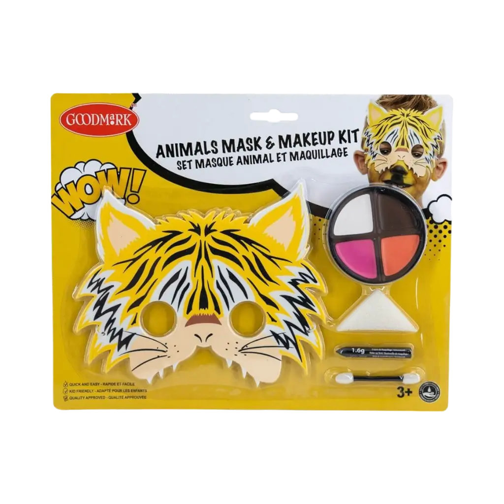 Kit de maquillaje con máscara infantil, tema "Tigre
