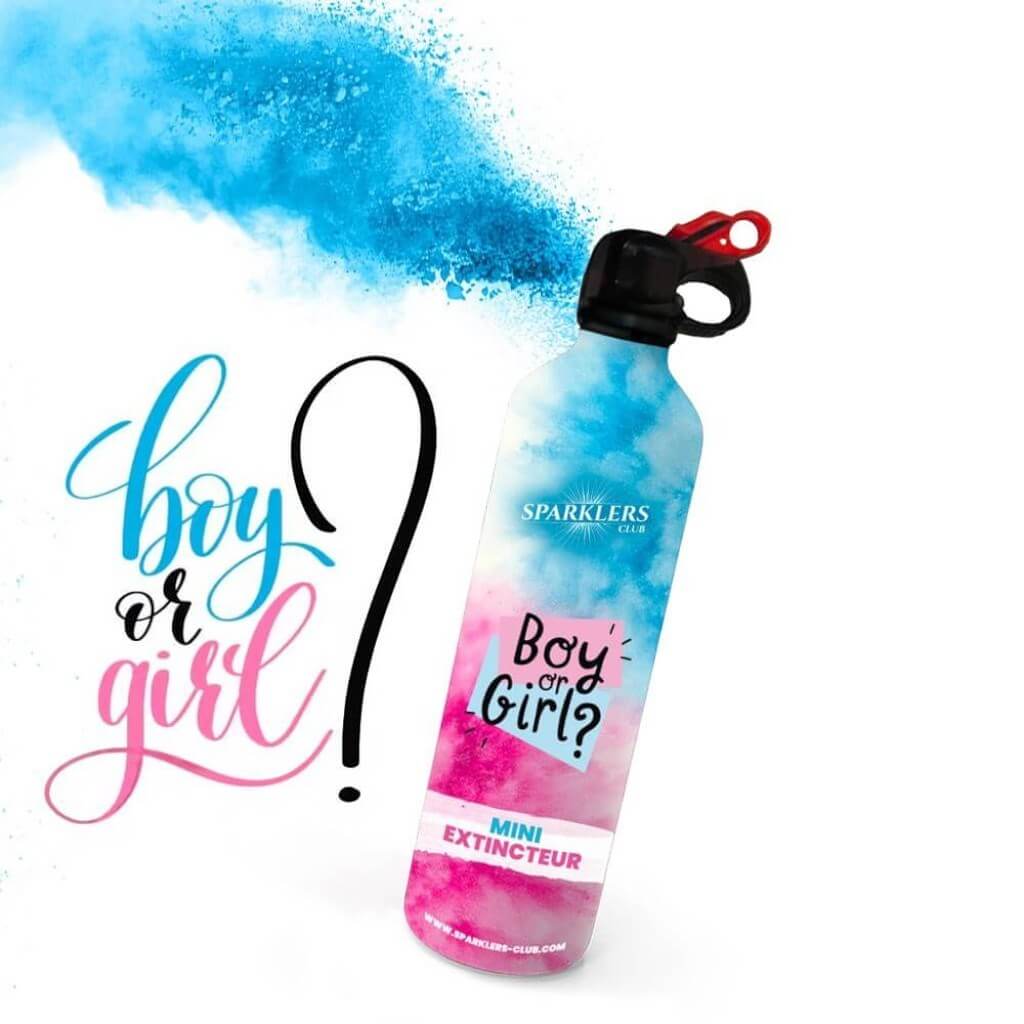 Mini Extintor de polvo Gender Reveal - Azul