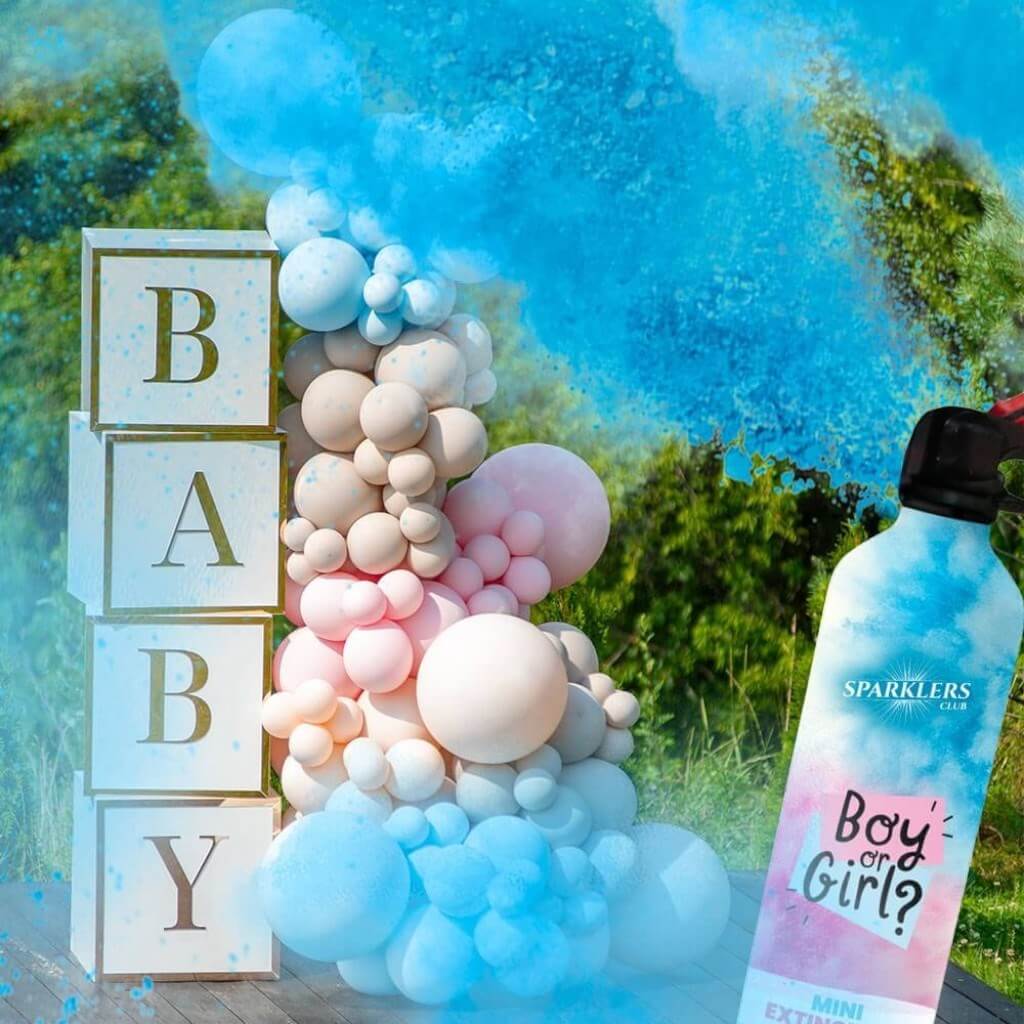 Mini Extintor de polvo Gender Reveal - Azul