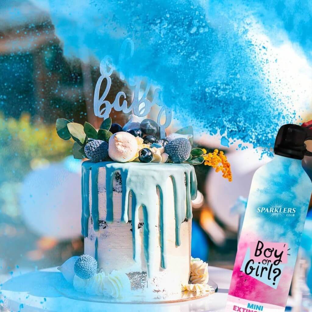 Mini Extintor de polvo Gender Reveal - Azul