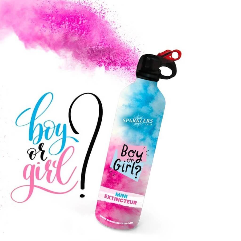 Mini Extintor de Polvo Gender Reveal - Rosa